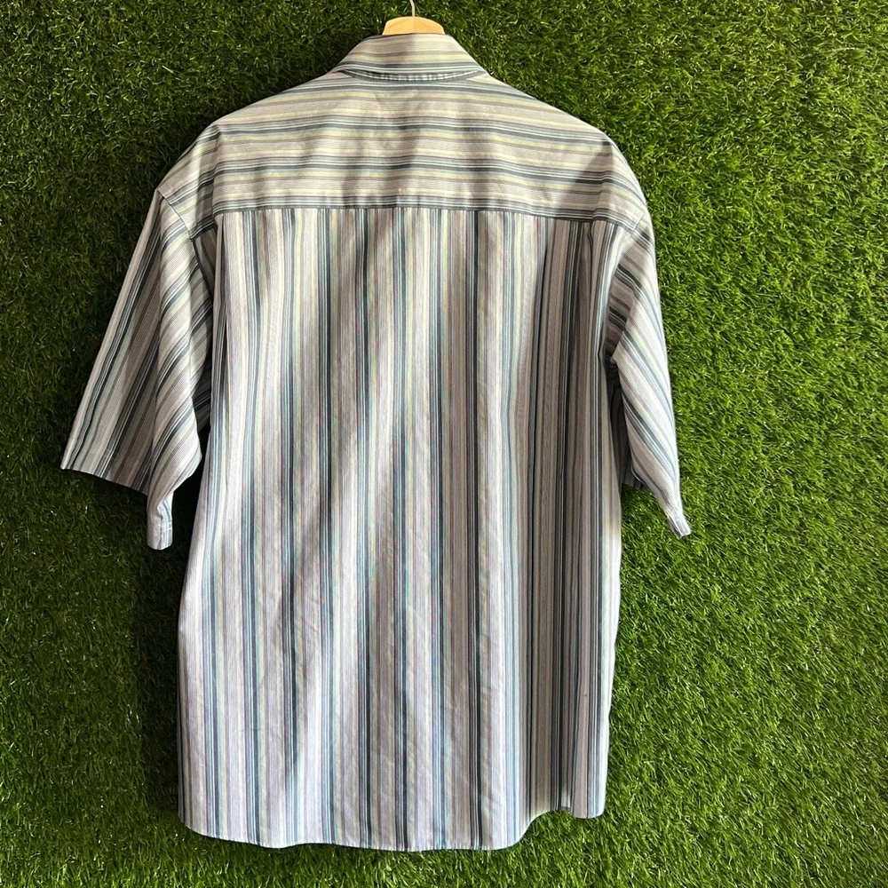 Vintage Enro Non-Iron Striped Wrinkle Resistant Short Sleeve Button Up Shirt - Picture 2 of 6